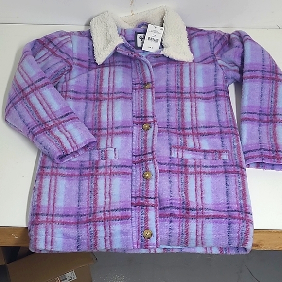 New! Cotton-on Kids Violet Check Jacket 9-10 - Picture 2 of 9